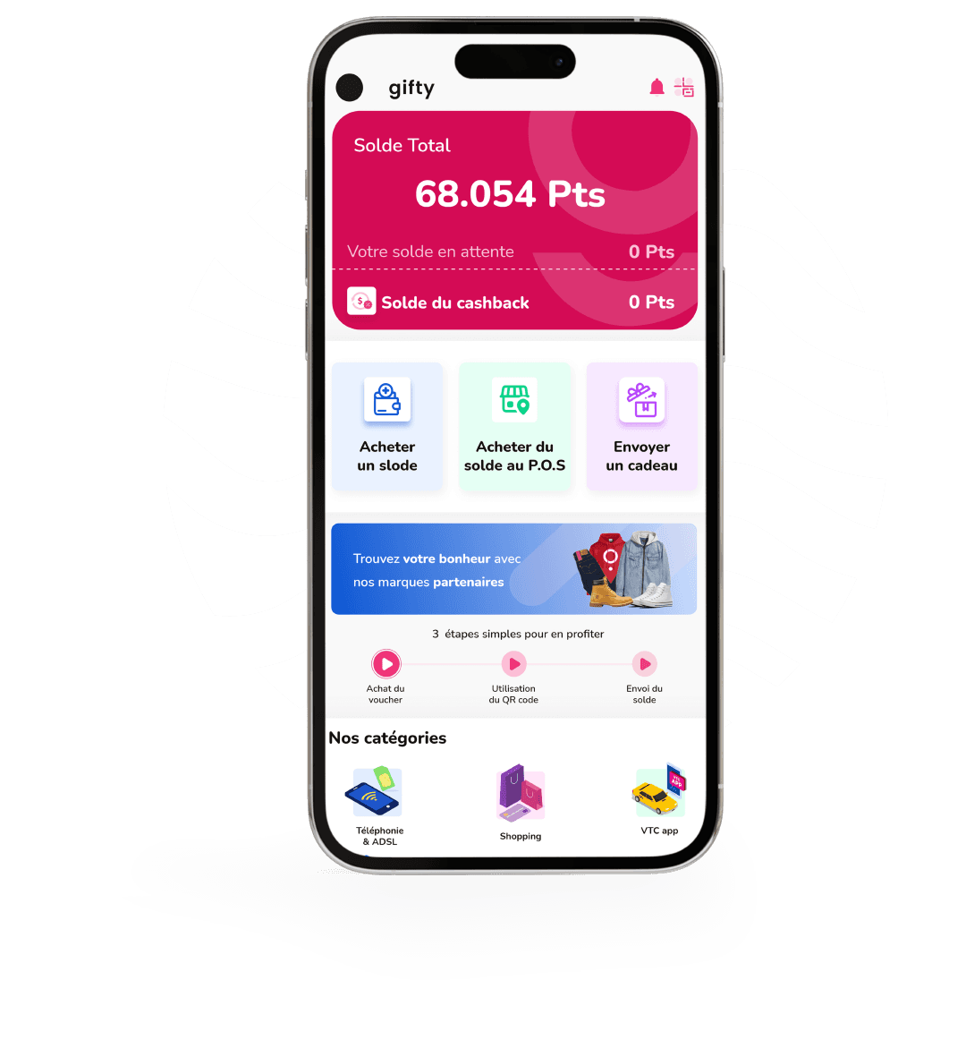 L’application GIFTY sur smartphone