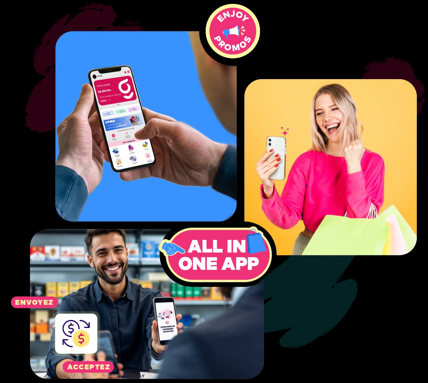 L’application GIFTY utilisée sur smartphone et en point de vente